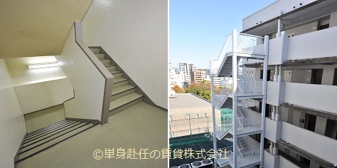 江坂の家具付き賃貸マンションの江坂アパートメント-江坂駅3分-非常階段