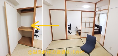家具付き賃貸マンション、単身赴任、東三国駅、和室1